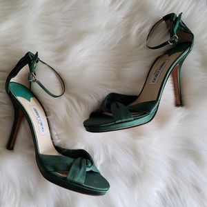 satin green heels